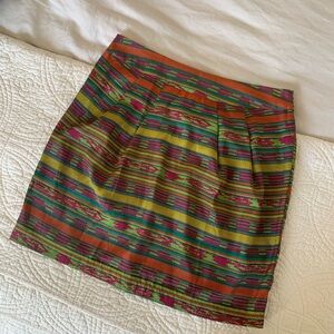 Francesca's Collections Multicolor Mini Skirt in Green, Pink & Orange